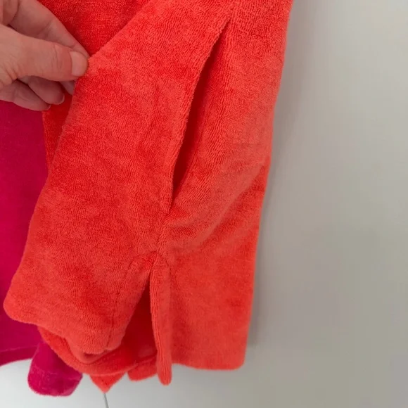 MARINE LAYER Women’s Terry Out Jacquard Resort Shirt in Hot Coral Colorblock - Picture 12 of 14